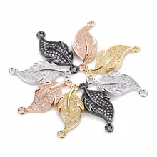 LOULEUR Party Schmuck Charme Frauen Kupfer Zirkon Anschlüsse Blätter Fashion Design CZ Coonector für DIY Schmuck Machen