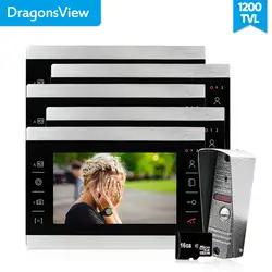 Dragonsview 1200TVL видео домашний Интерком телефонная система 7 дюймов 1V5 дверной звонок с камерой двухполосная Запись SD карты