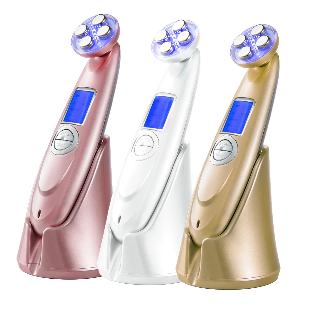 ФОТО Rechargeable RF Ultrasonic LED Facial Massager Skin Face Care Lifting Tightening Face Care Wrinkle Remover Beauty Machine