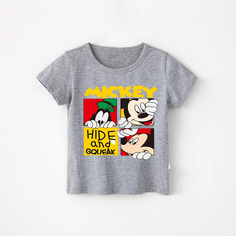 Disney/детская одежда; Новинка года; летняя хлопковая футболка с короткими рукавами и рисунком Микки Мауса Для мальчиков и девочек - Цвет: 5
