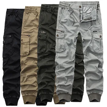 

New Casual Pants Men Cotton Slim Fit Fashion Trousers Male Brand Clothing Multi-pocket pencil pants High quality Plus Size 38