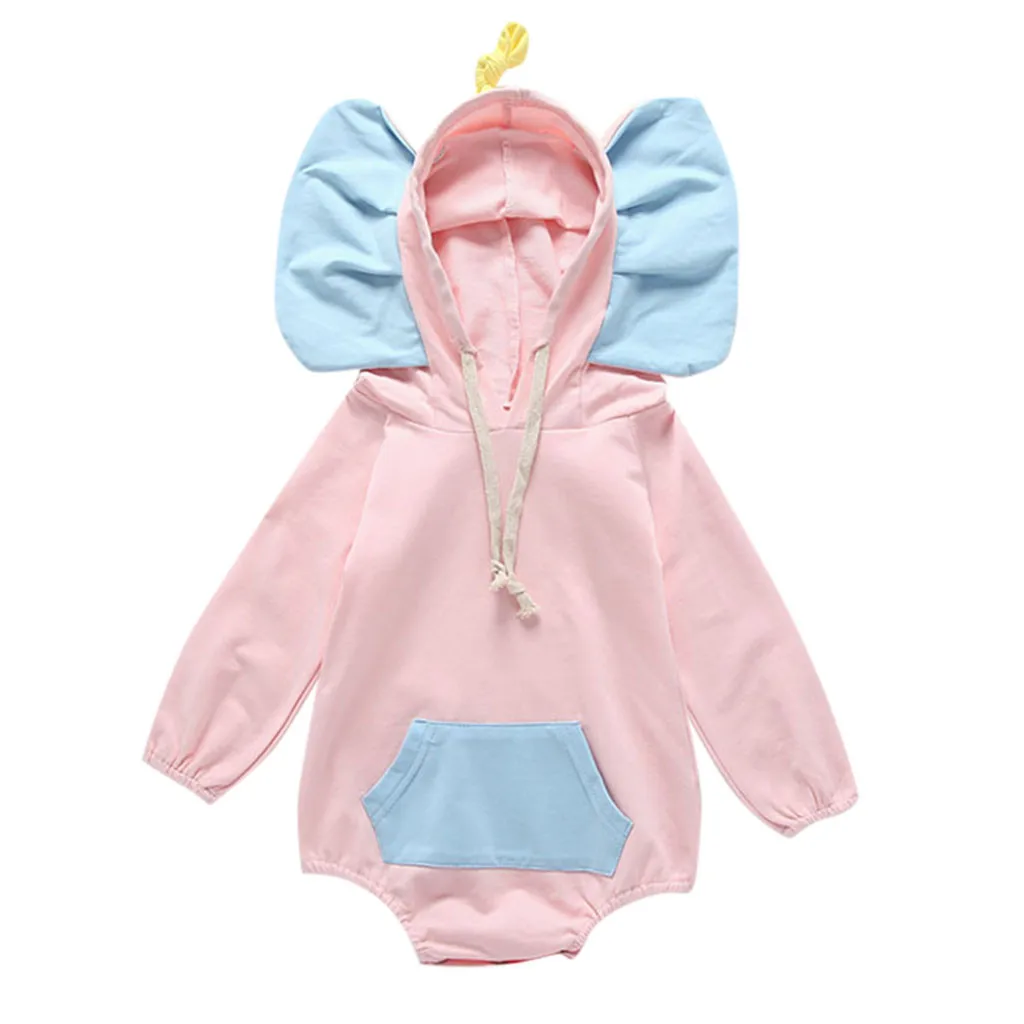 Newborn Baby Boy Girl cartoon elephant stereo ear romper romper 3D Bodysuit Romper Costume Clothes