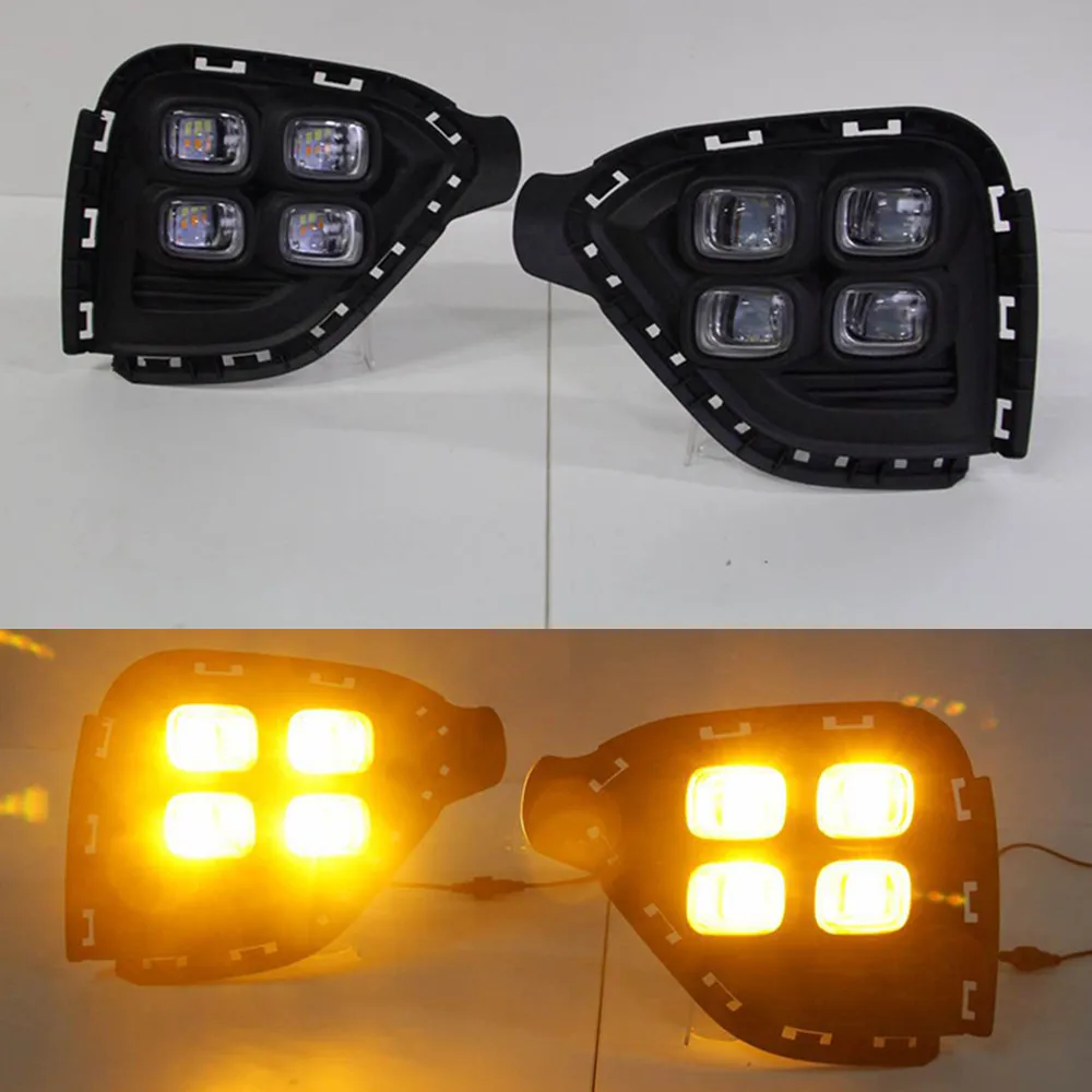 

CSCSNL 1Set LED DRL Daytime Running Lights ABS Fog Lamp Cover With turnning yellow signal Lamp For Hyundai Creta IX25 2017 2018