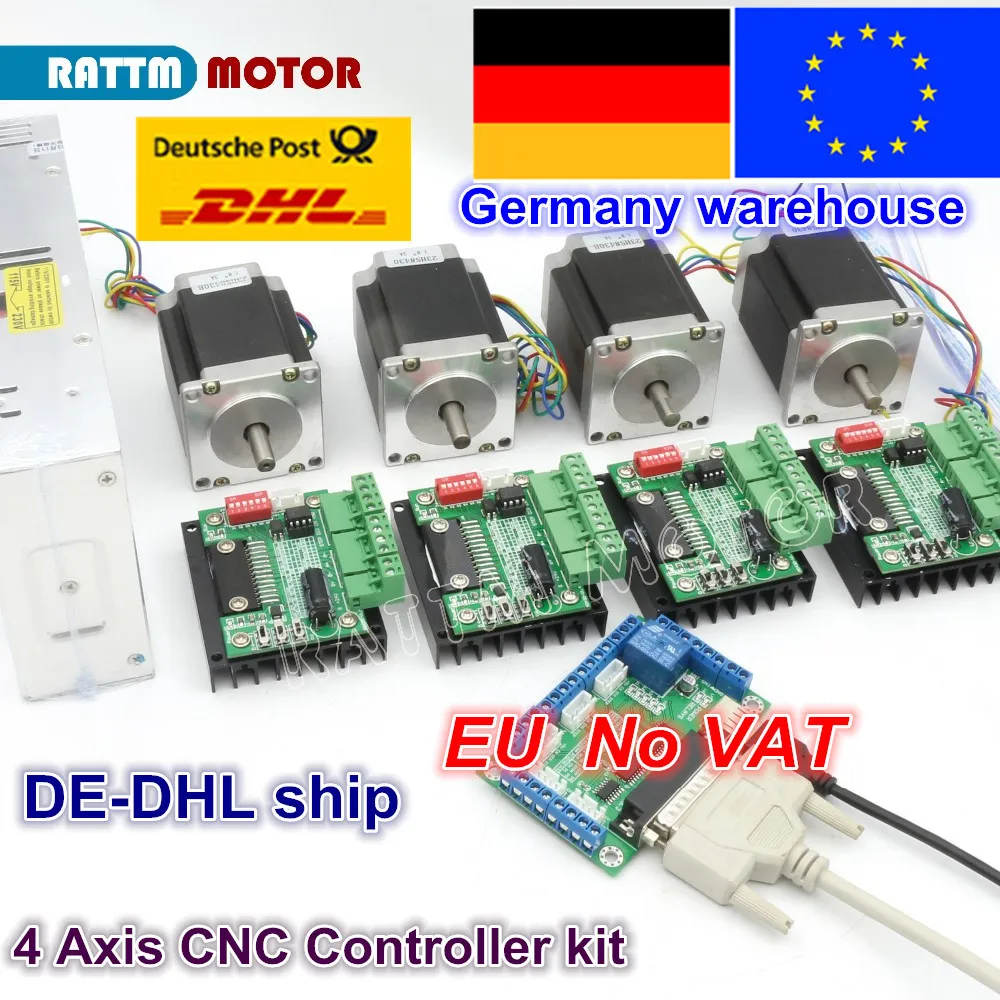 

4 Axis CNC Router Kit! 4pcs 1 axis TB6560 driver & interface board & 4pcs Nema23 270Oz-in stepper motor & 350W Power supply