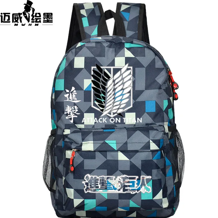Атака на Титанов Shingeki no Kyojin Harajuku корейской версии человек Модные женские Повседневное Рюкзаки холст школьный