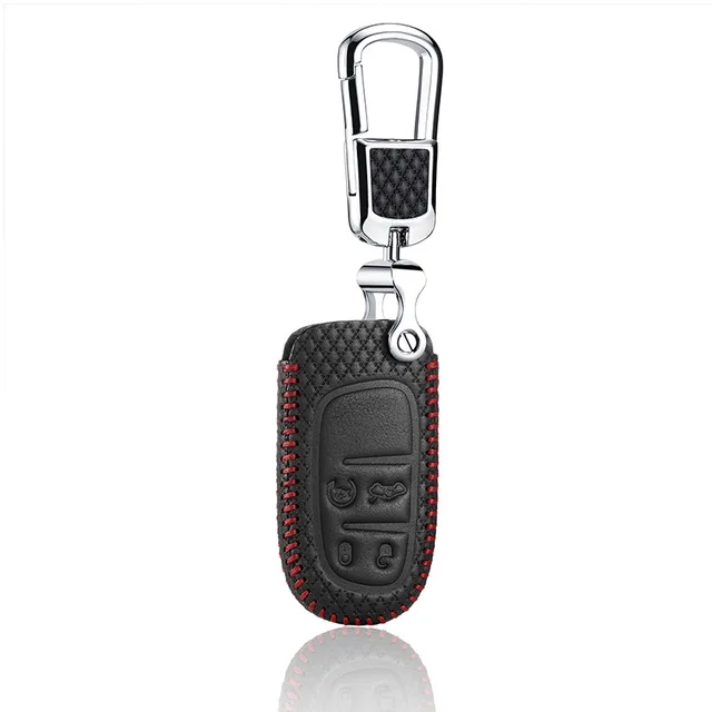 Puou крышка ключ кожа для джип Ренегат Патриот Чероки Wrangler Grand Cherokee Compass G3 - Название цвета: Red Thread1