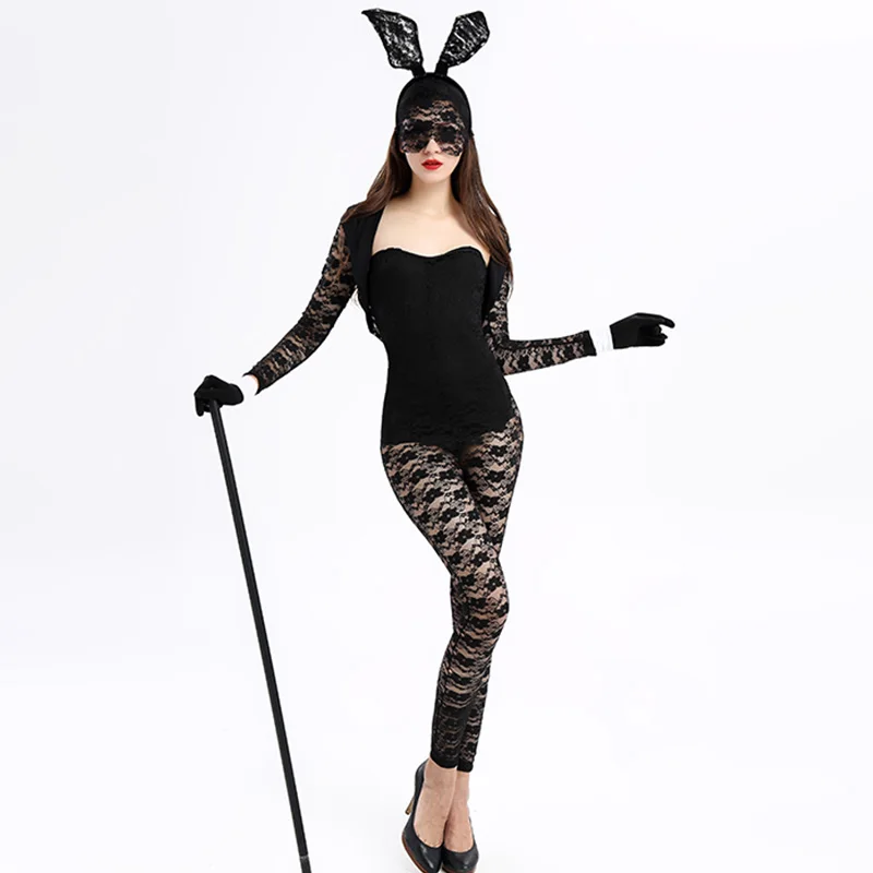 Ladies Black Lace Devil Sexy Underwear Bunny Leotard Bodysuit Catwomen Cospaly Bunny Girl Fancy Party Dress Costume Carnival (4)
