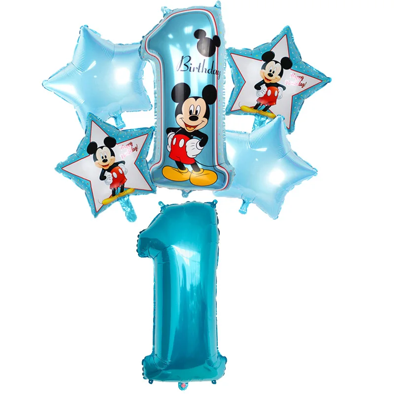 6pcs 32 inch number Mickey Minnie Set Balloon Globos Wedding Birthday Party Decorations Kids Toys Mickey Mouse Party Balloons