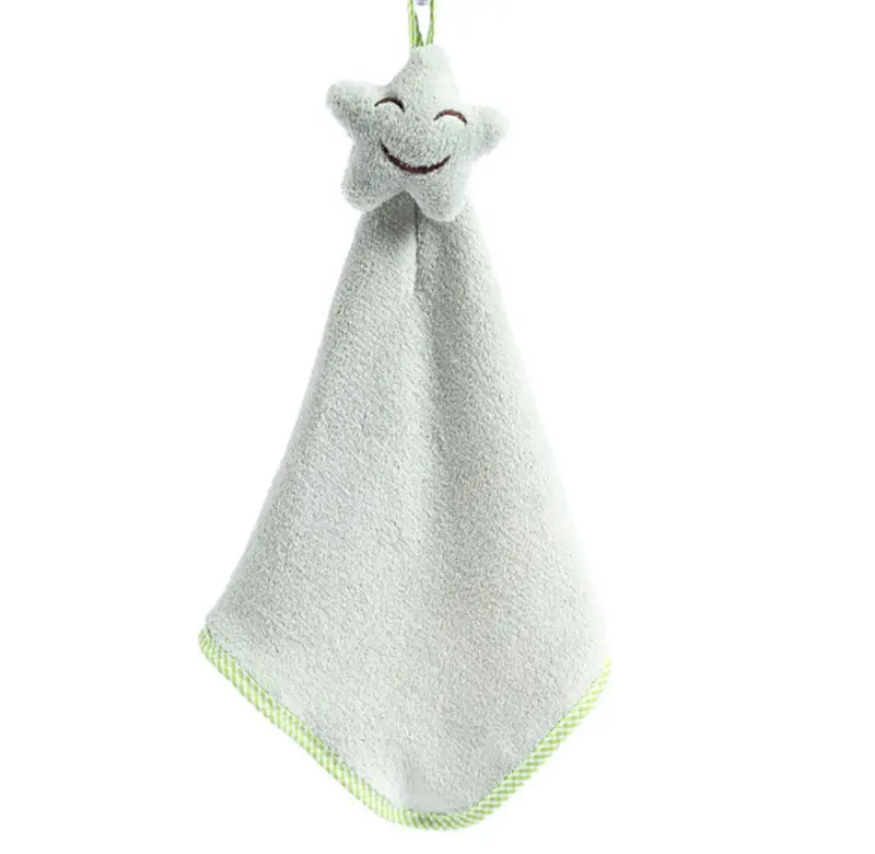 Подвесное быстросохнущее полотенце для рук с улыбающейся звездой Коралловая бархатная мягкая салфетка для мытья посуды домашняя кухонная Чистящая Абсорбирующая салфетка для мытья - Цвет: Зеленый