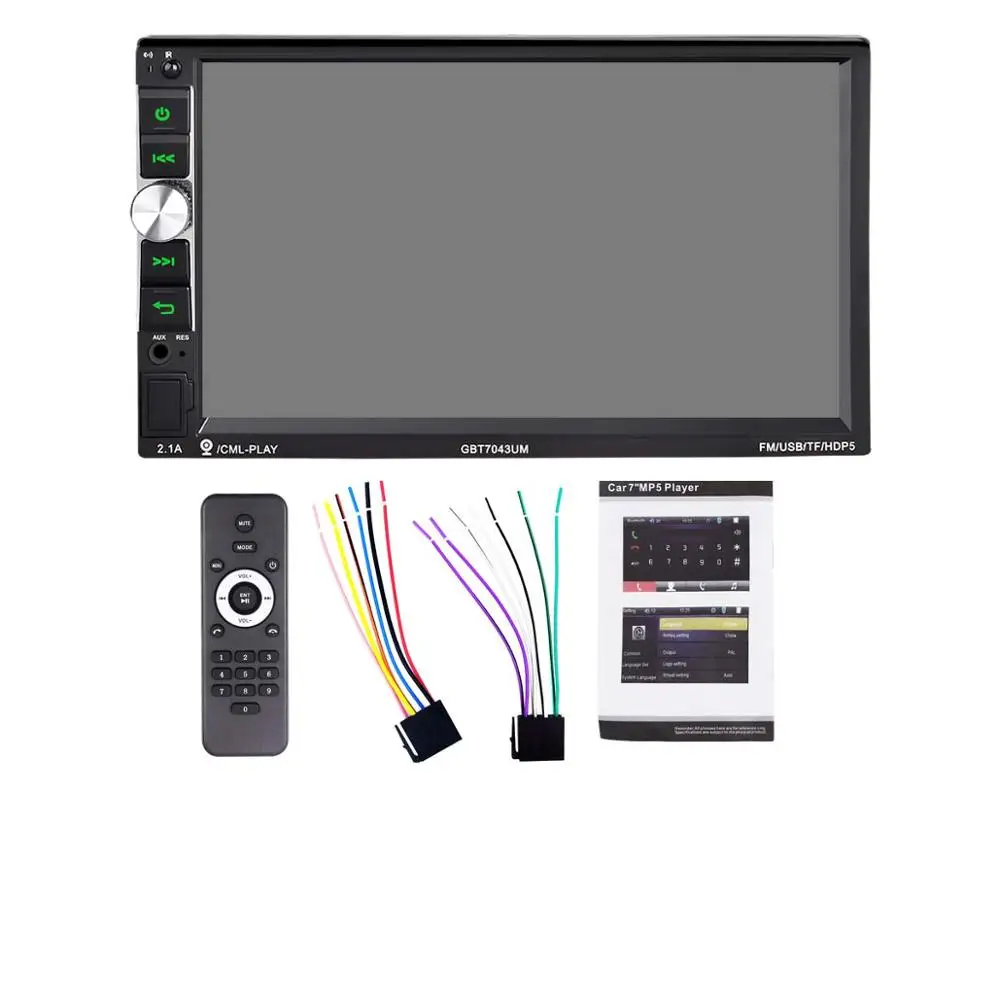 1-basic set 2 din 7 ''автомобильное радио Авторадио сенсорный экран радио HD Bluetooth мультимедийный плеер Зеркало Ссылка USB/AUX-in 2 USB TF цифровой дисплей - Цвет: 1-basic set