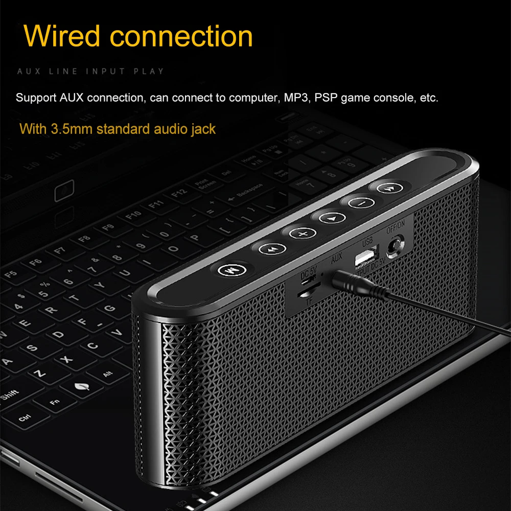 Bluetooth беспроводной динамик USB Mp3 плеер стерео бас Поддержка TF AUX наружная зарядка Телефон громкий динамик водонепроницаемый сабвуфер металлический