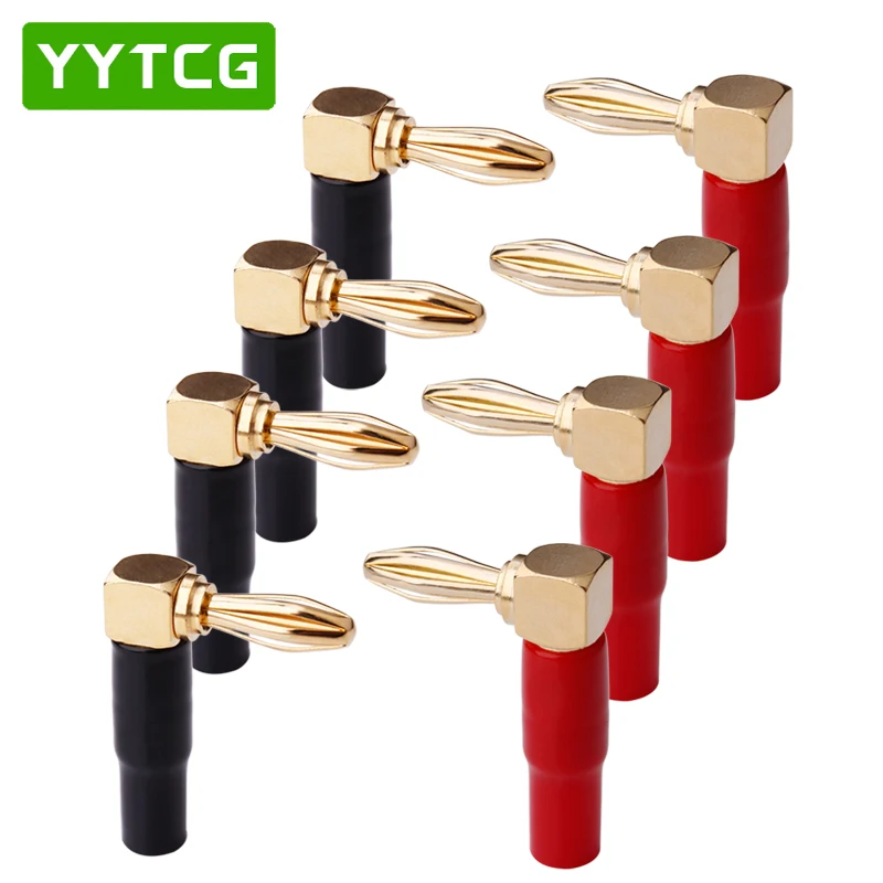 

YYTCG 8Pcs Right Angle 90 Degree 4mm Banana Plug Screw L Type for Binding Post Amplifiers Video Speaker Adapter Connector