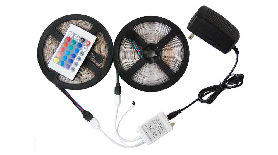 10m LED Strip 12V 60 ledsm LED RGB Light SMD 3528 Flexible LED Tape 5mroll Waterproof LED String+LED RGB Controller+EU Adapter (8)