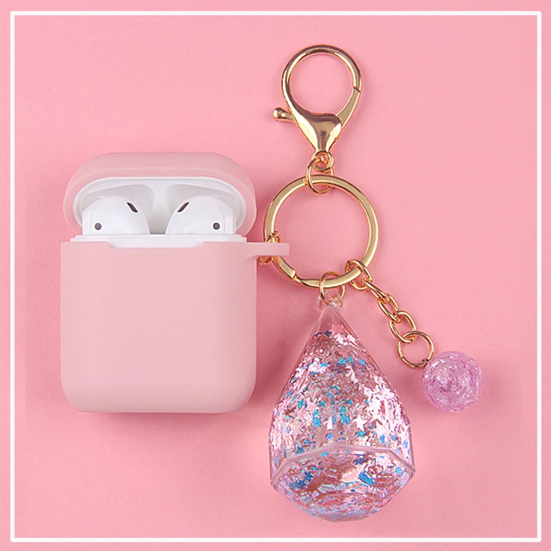 

Crystal Decorative Silicone Case for Apple Airpods Case Protective Cover Bag Bluetooth Earphone Case Box Protector with Keychain