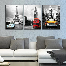 Eiffel-Th-p-New-York-City-Canvas-Prints-H-nh-nh-M-un-3-Panels-Wall