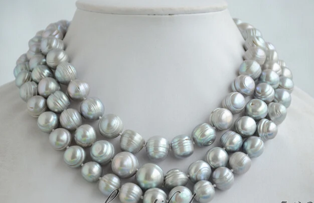 

N1085 gray screw thread freshwater pearl necklace 50inch NEW