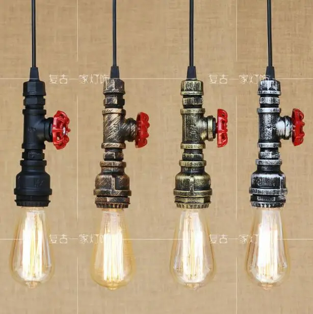 

Loft industrial Iron water Pipe steam punk Vintage pendant lamp cord E27 led lights for personalized bar restaurant cafe WPL272