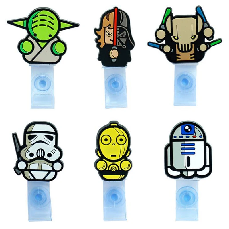 1 Pcs Cartoon Star Wars Transparent Badge Reel Scroll Student Nurse Exhibition ID Business Card Badge Holder Clips Stationery