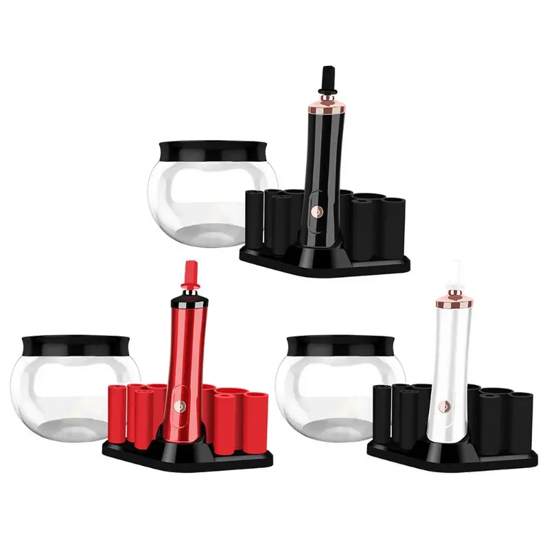 

Makeup Brush Cleaner Electric Automatic Washing Match 8 Different Sizes Silicone Collars Convenient Tool