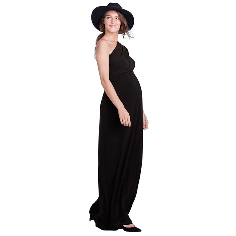 Платье для беременных с открытыми плечами, элегантное вечернее платье для беременных, длинное бальное платье, офисное женское Деловое платье