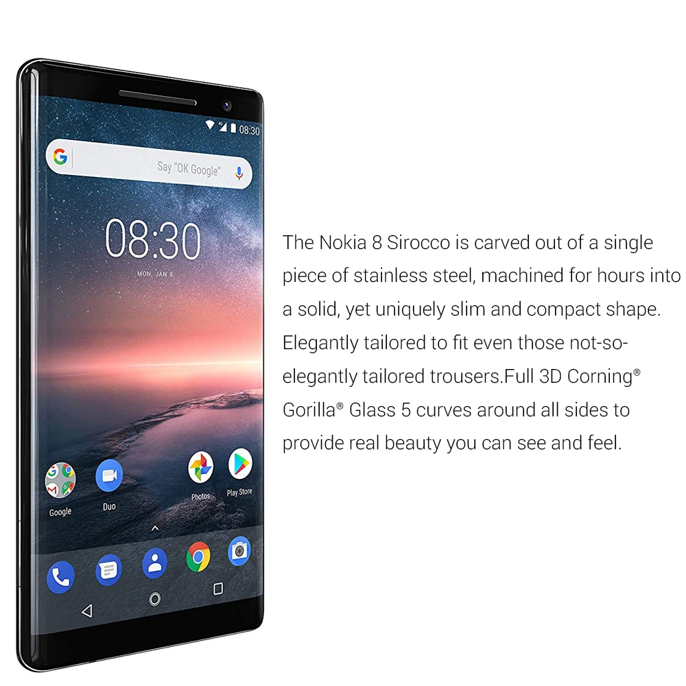 Мобильный телефон Nokia 8 Sirocco глобальная версия 4G TA-1005 5," Snapdragon 835 Восьмиядерный 6 ГБ 128 ГБ отпечаток пальца NFC Смартфон