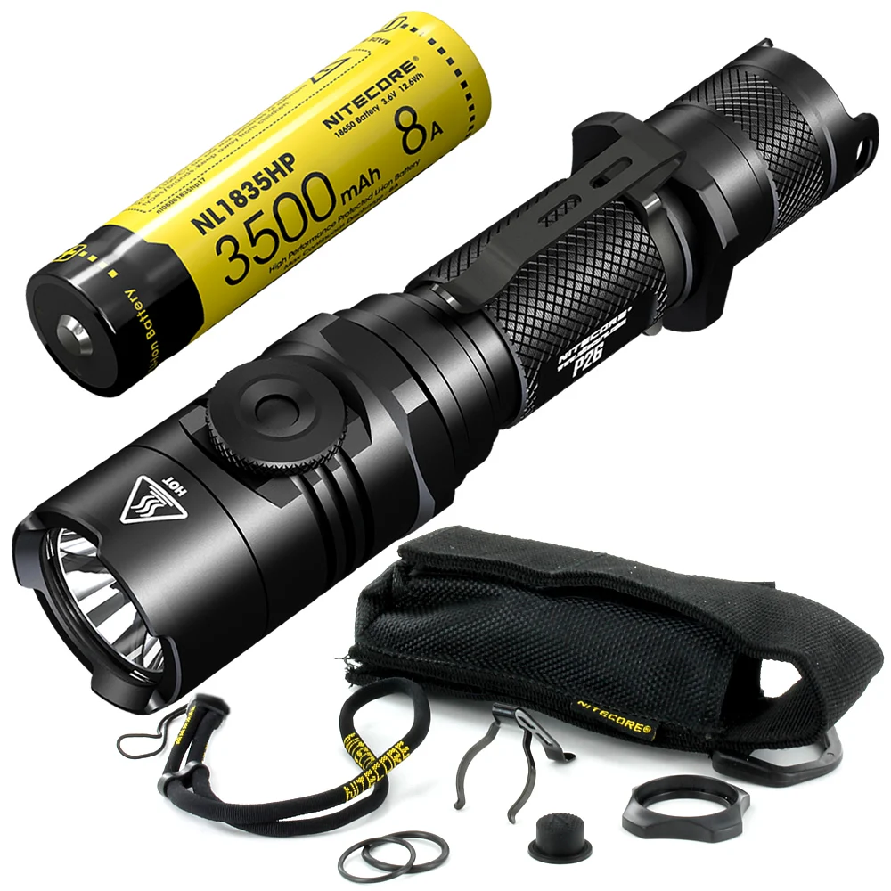 

NITECORE P26 1000LM LED Infinitely Variable Brightness Tactical Flashlight Rotary Swith Hunting Torch 18650 Rechargeable Battery