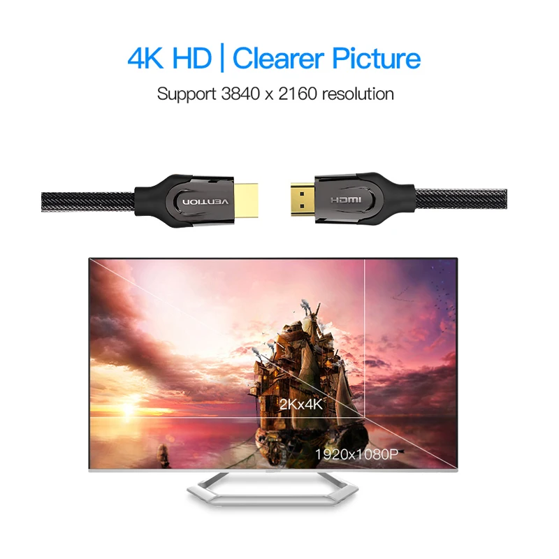 Vention HDMI кабель HDMI к HDMI кабель 4K HDMI 2,0 3D 60FPS кабель для разветвителя переключатель ТВ ЖК-ноутбук PS3 проектор компьютерный кабель