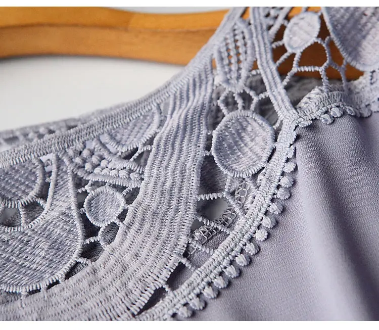 New Summer Tops Large Size Chiffon Blouses Women Korean-style Hollow Lace Patchwork Shirts Femme Casual Short Sleeve Blusas Mujer De Moda 2019 (16)