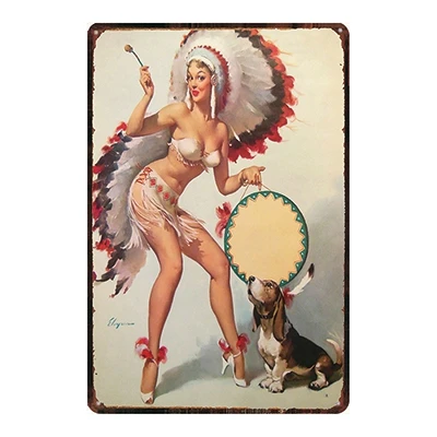 Pin Up Girl Оловянная металлическая табличка, металлическая винтажная настенная табличка для паба, кафе, магазина, домашний художественный декор, железный плакат, Куадрос, DU-2280 - Цвет: DU2296