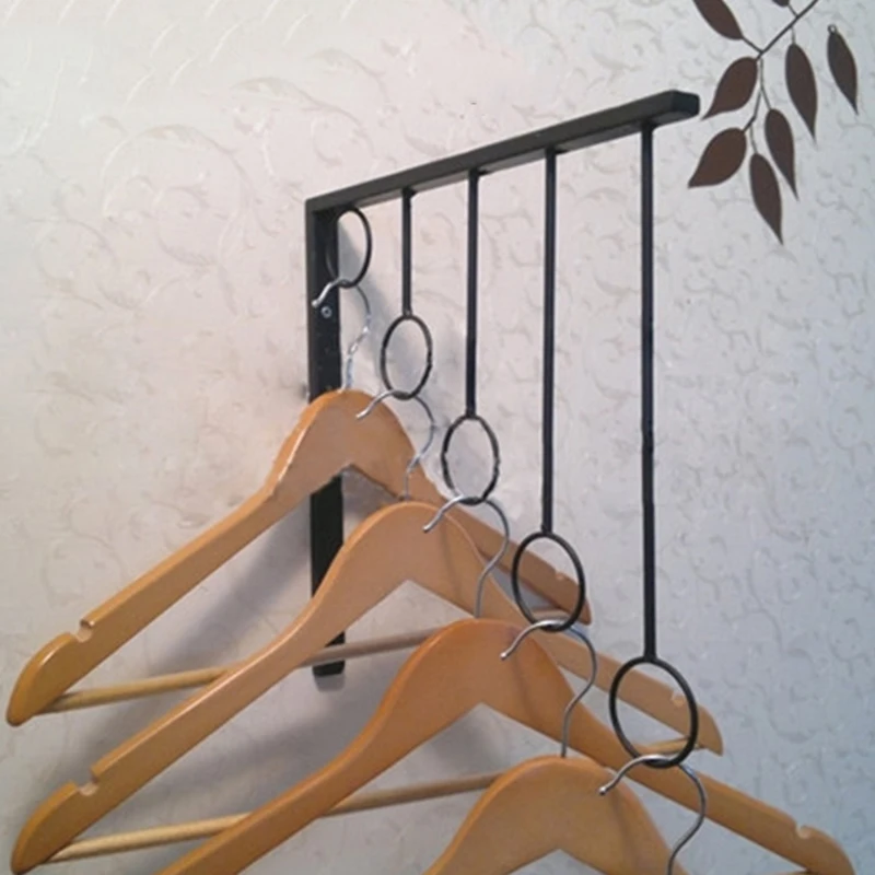 

Iron 5 Ring Wall Mount Clothing Hanger for Garment Scarf Handbag Shop Display