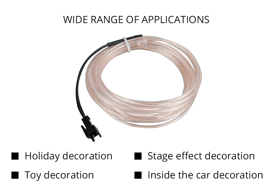 LED Car Styling White color 1M 2M 3M 4M 5M Ambient Light Flexible Neon Strip led Car Interior Lights Trim El Cold Light 12V (2)