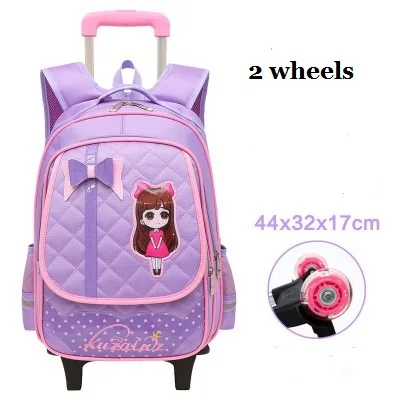 Фирменный чехол на колесиках с героями мультфильмов, школьная сумка для детей, студентов, съемный чемодан, водонепроницаемый рюкзак для путешествий, багаж - Цвет: 2 wheels