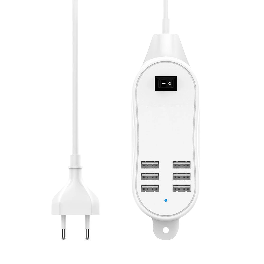 Многопортовое Usb зарядное устройство 6 usb портов Быстрая зарядка подключаемые аксессуары для мобильных телефонов 25 Вт USB 2,0 зарядное устройство 5A для IPhone samsung - Цвет: Темно-серый