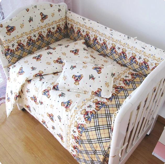 Promotion 9pcs Full Set Bear Patterns Carters Baby Cot Bumper Kid