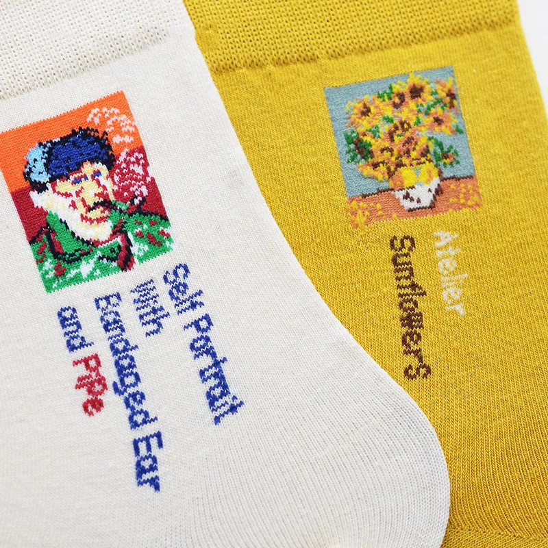 2018-Spring-Summer-English-Oil-Painting-Cotton-Van-Gogh-Socks-Retro-Art-Abstract-Happy-Personalized-Tube (3)