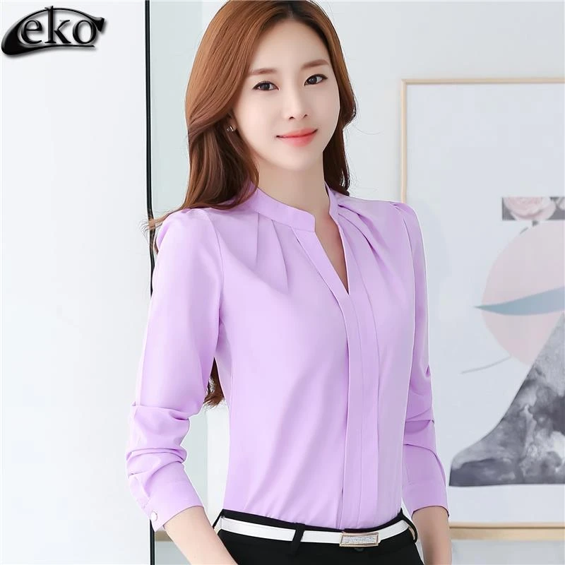 Blusas elegantes de gasa para mujer, camisa de manga larga para oficina, color blanco, 2019|blouse women|shirtshirt red AliExpress