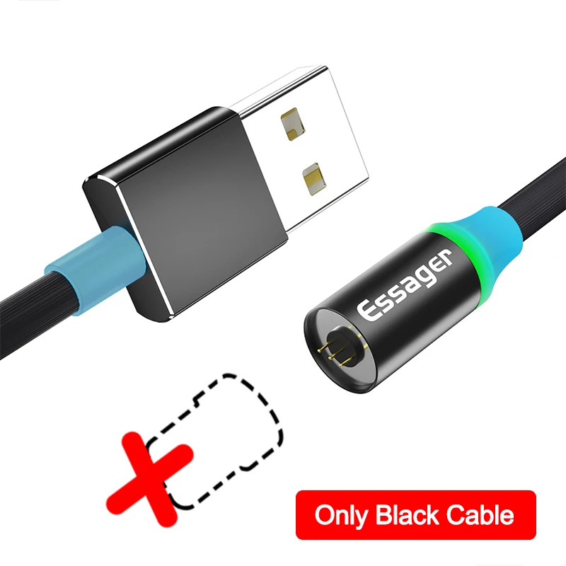 Магнитный usb-кабель Essager для iPhone, Магнитный зарядный шнур type C mi cro, usb-кабель для Xiaomi mi 9 8 samsung S10 S9 S8 S7 - Цвет: No Plug Only Cable