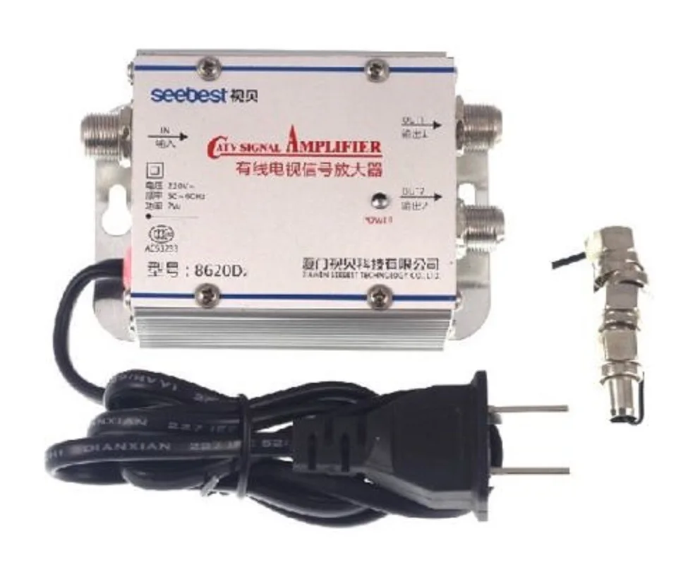 2 Way 1 In Out CATV VCR TV Antenna Signal Amplifier Booster Splitter 20DB 45Mhz to 860MHz 220V | Электроника