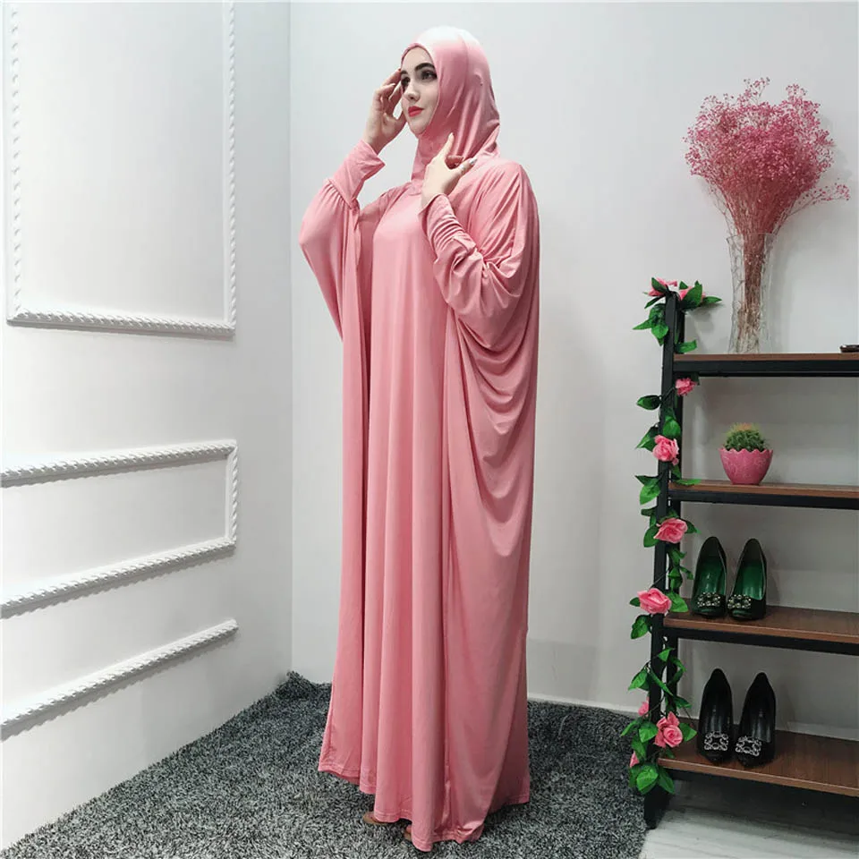 Мусульманское платье модное однотонное платье для молитвы с платком Рамадан и Ид хиджаб платье турецкая исламская одежда Дубай Абая