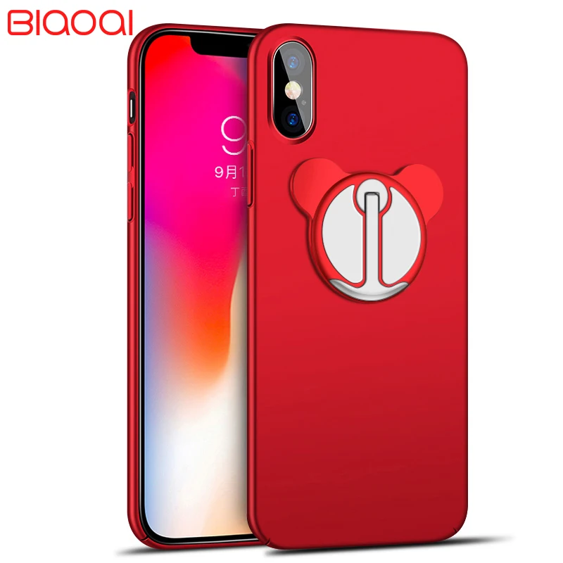 BIAOAI Case For iPhone X Cases Ultra Thin Finger Ring Holder Cover Full Protective Phone Bracket Stand Shell | Мобильные телефоны и