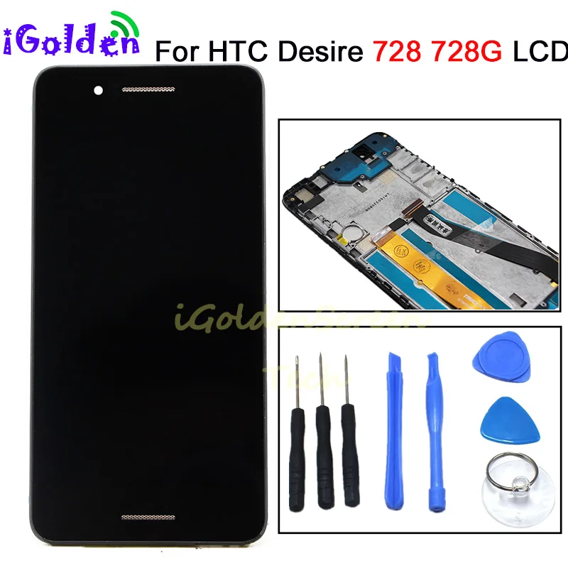 ЖК-дисплей 5 дюйма для HTC Desire 728 728G сенсорный экран с дигитайзером в сборе и рамкой