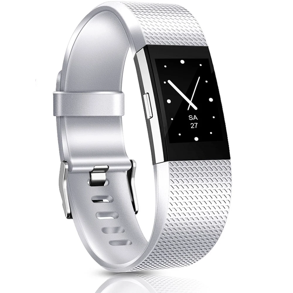 Honecumi Wrist Band For Fitbit Charge 2 TPU Watchband Accessory Wrist Strap For Fitbit Charge 2 Rose GoldSilver Bracelet  (6)