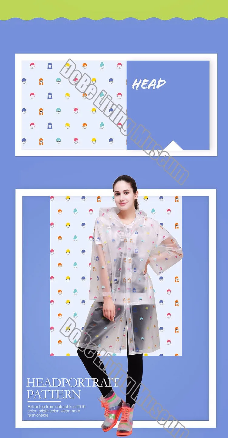 Fashion Transparent  Waterproof Raincoat for women Rain coat with spotted women raincoat 2