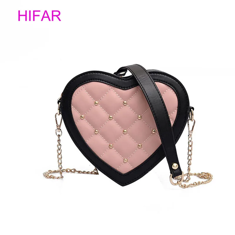 Heart Shaped Diamonds rivet Women Lingge Evening Bags Chain women&#39;s Shoulder Purse Day Clutches ...