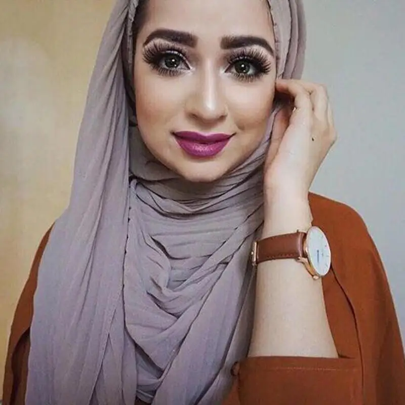 Высокое качество пузырь шифоновый шарф из жатой ткани платок Для женщин мусульманский морщин хиджаб шарф платок Обёрточная бумага однотонные шарфы разных цветов