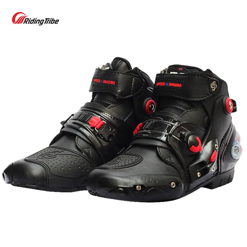 Мотоциклетные ботильоны для верховой езды; противоскользящая гоночная защитная обувь для мотокросса; внедорожные мотоботы; защита ноги; A9001 - Цвет: Черный