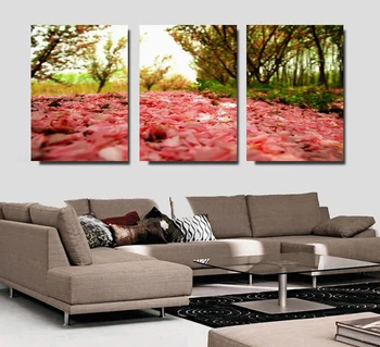 

3 Panels Cherry blossoms flower Oil Painting Large Wall Art for Living Room Decoration Canvas Print drop shipping is welcomed