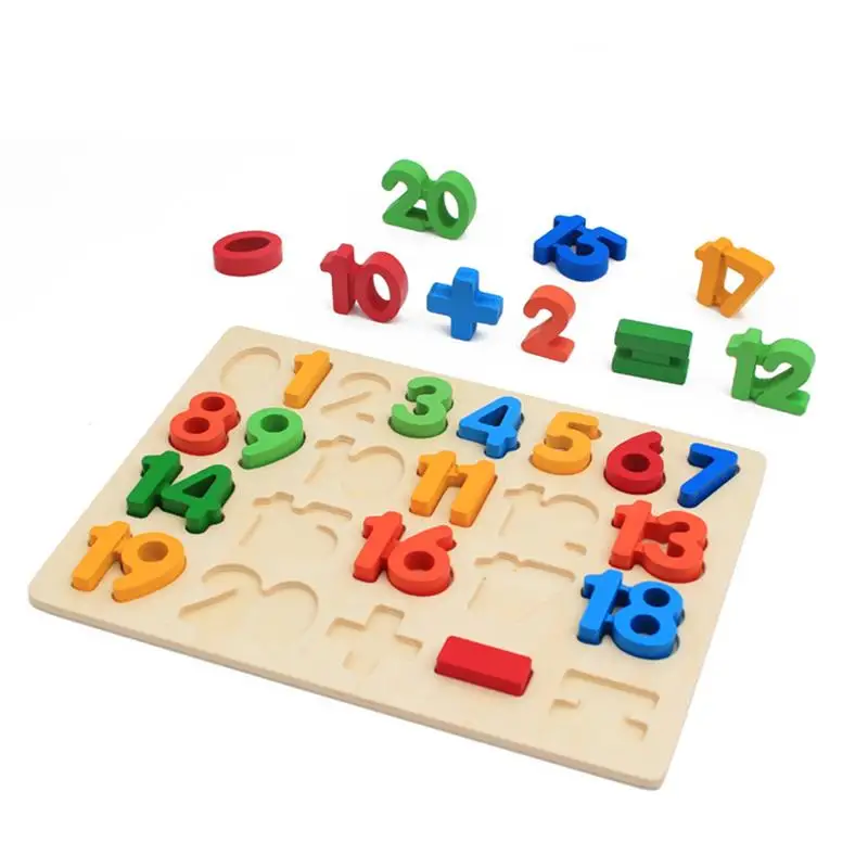 Colorful Wooden Math Puzzles Kids Preschool Teaching Toys Children Early Education Cognitive
