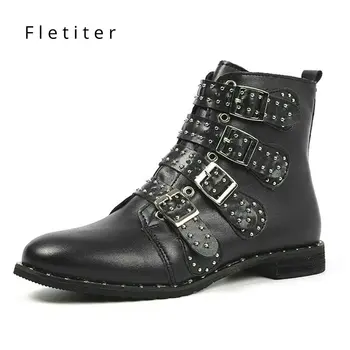 

Print Pu Women Ankle Boots Plush Warm winter shoes Zip Round Toe Footwear Flats Plus size Female Boots Casual Shoes Women 2018