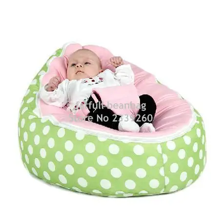 COVER ONLY, NO FILLINGS-Green polka Kid Tollder Baby Bean Bag Snuggle Bag Infant Sleeping For Child =10-year old